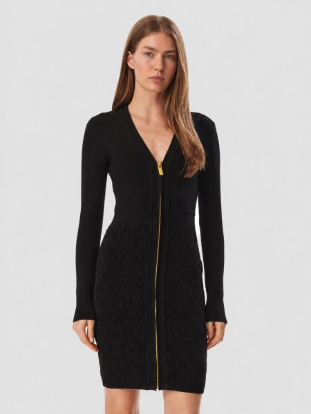 Vestido Guess Mulher Naliya Zipper Dress Swtr Vestido Guess Mulher Naliya Zipper Dress Swtr