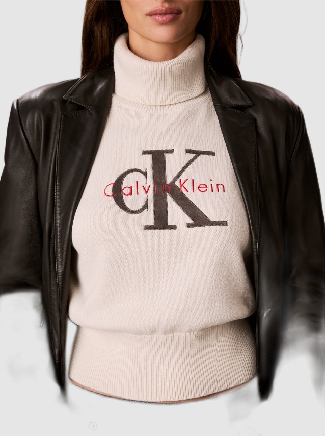 Camisola Calvin Klein Mulher Ls Logo Tneck Pullover