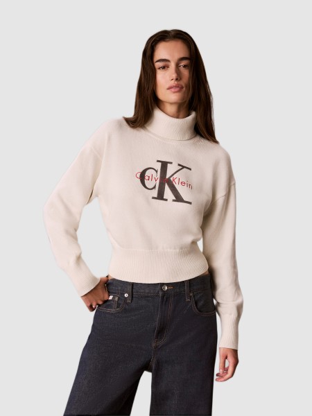 Camisola Calvin Klein Mulher Ls Logo Tneck Pullover Camisola Calvin Klein Mulher Ls Logo Tneck Pullover