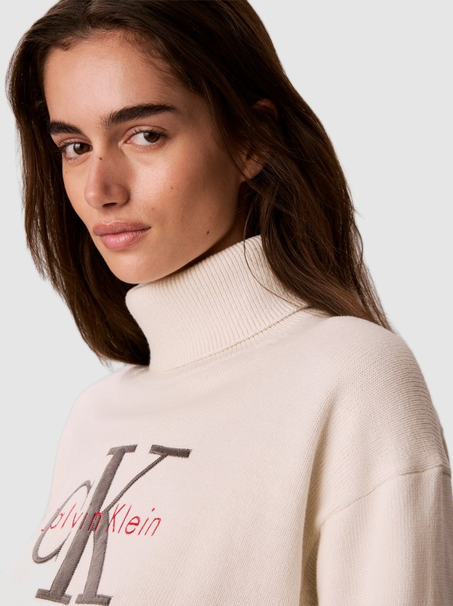 Camisola Calvin Klein Mulher Ls Logo Tneck Pullover