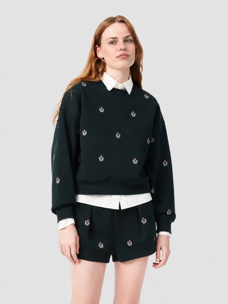 Camisola Lacoste Mulher Oversized Double Face Piqué Embroidery Accent Sweatshirt Camisola Lacoste Mulher Oversized Double Face Piqué Embroidery Accent Sweatshirt