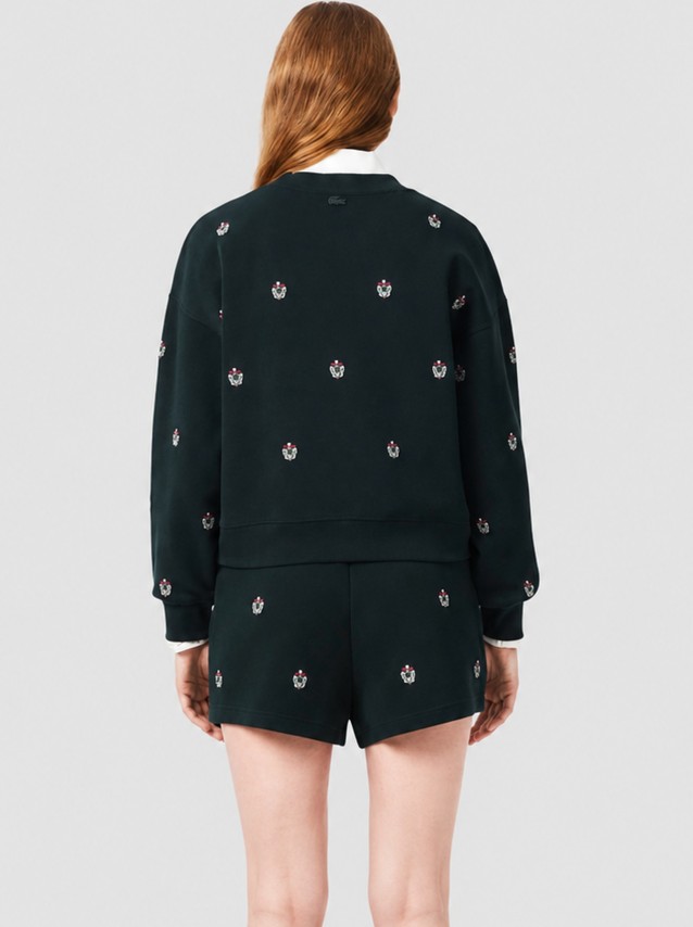 Camisola Lacoste Mulher Oversized Double Face Piqué Embroidery Accent Sweatshirt