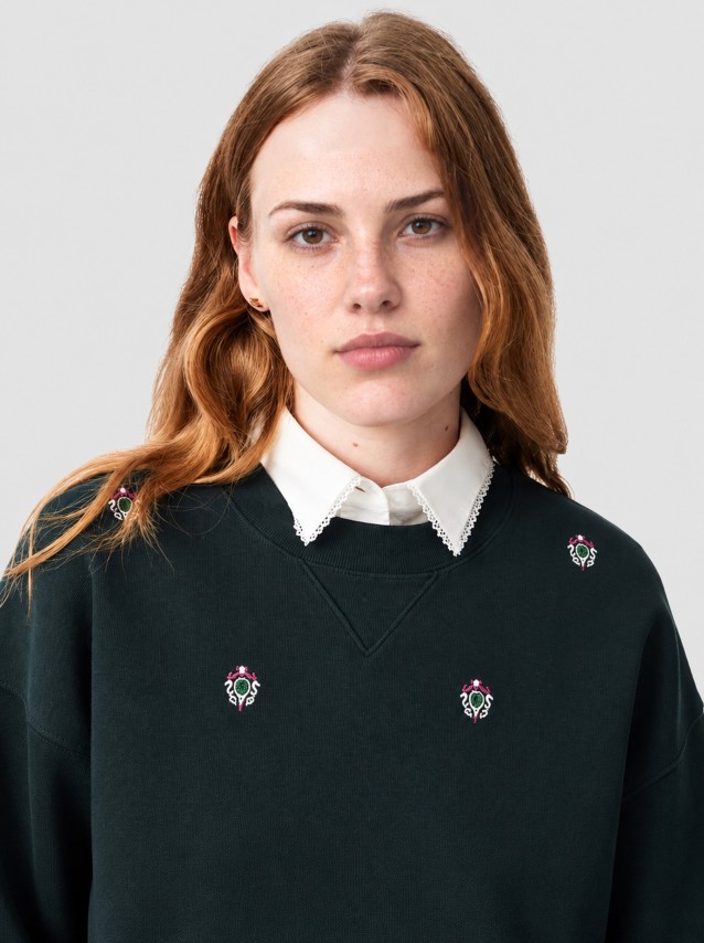 Camisola Lacoste Mulher Oversized Double Face Piqu� Embroidery Accent Sweatshirt