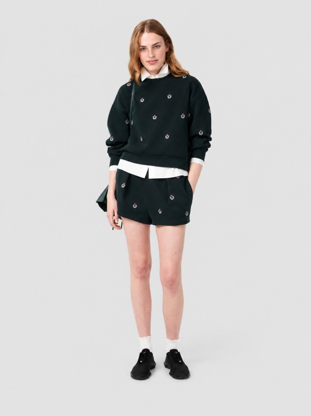 Camisola Lacoste Mulher Oversized Double Face Piqu� Embroidery Accent Sweatshirt