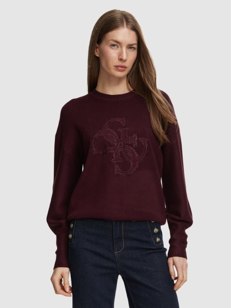 Camisola Guess Mulher Ls Cn Evelyn Triangle Logo Swt Camisola Guess Mulher Ls Cn Evelyn Triangle Logo Swt