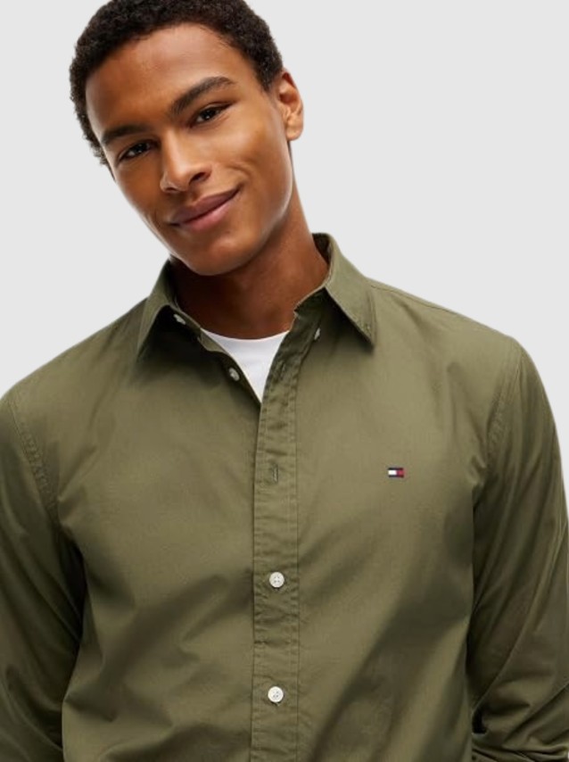 Camisa Tommy Hilfiger Homem Flex Poplin Solid Rf Shirt
