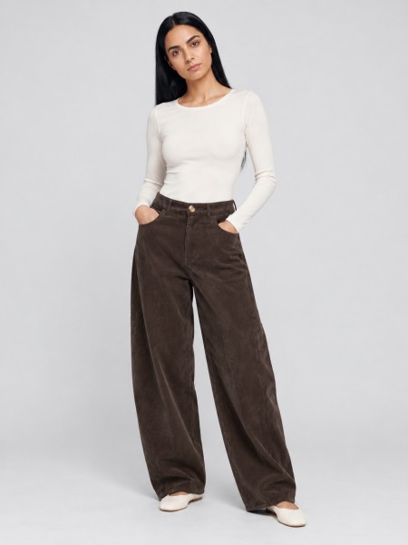 Cal�as Vero Moda Mulher Vmkaitlin Hw Wide Cord Barrel Pant