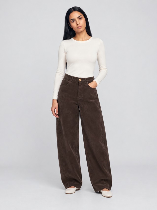 Calças Vero Moda Mulher Vmkaitlin Hw Wide Cord Barrel Pant