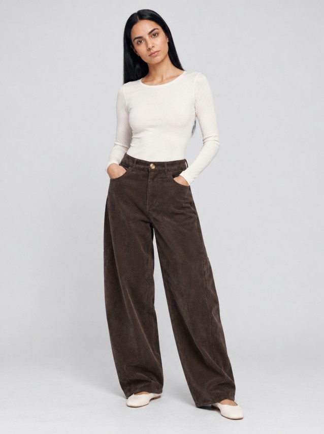 Calças Vero Moda Mulher Vmkaitlin Hw Wide Cord Barrel Pant