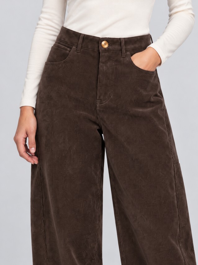 Cal�as Vero Moda Mulher Vmkaitlin Hw Wide Cord Barrel Pant