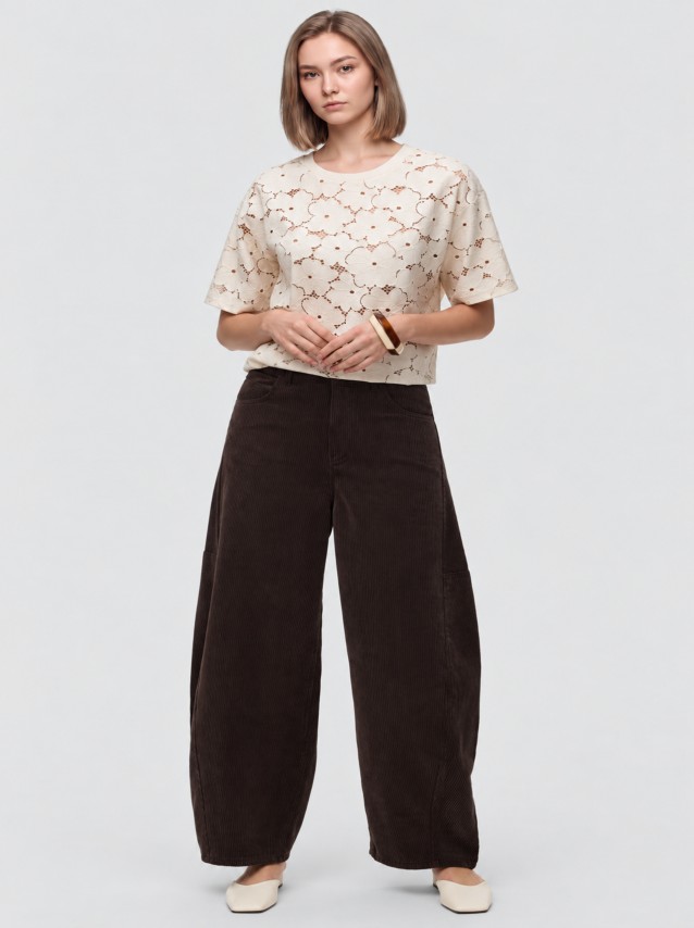 Cal�as Vero Moda Mulher Vmkaitlin Hw Wide Cord Barrel Pant