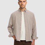 Camisa Selected Homem Slmregcole Jay Melange Ls Shirt Noos