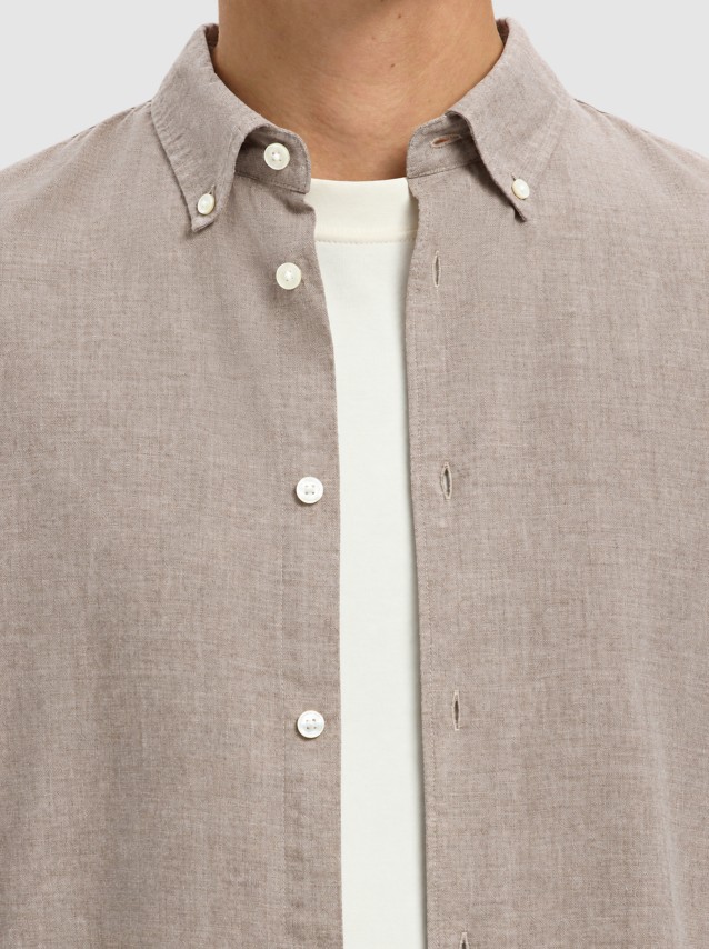 Camisa Selected Homem Slmregcole Jay Melange Ls Shirt Noos