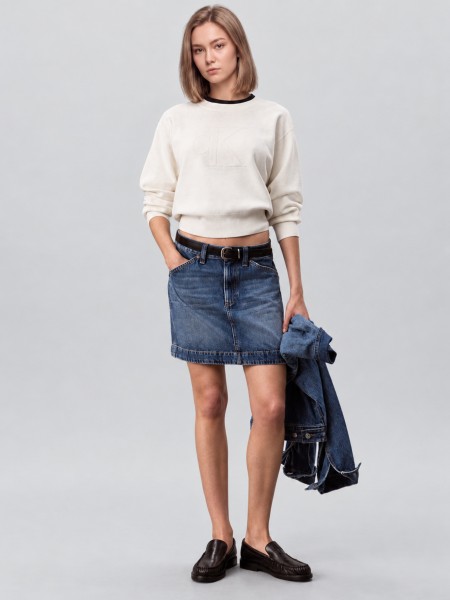 Camisola Calvin Klein  Mulher Logo Ottoman Ls Pullover