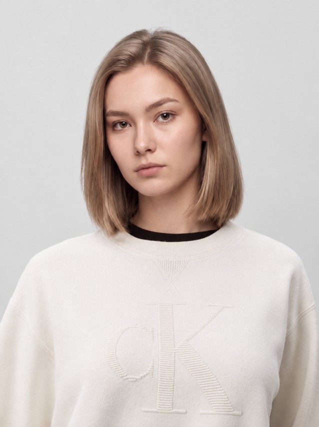 Camisola Calvin Klein  Mulher Logo Ottoman Ls Pullover