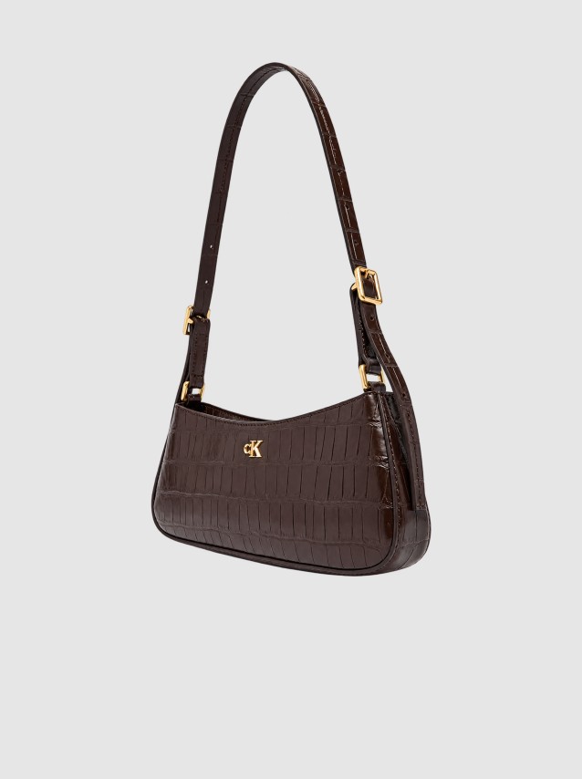 Mala Calvin Klein Mulher Ck Croc Small Shoulder Bag