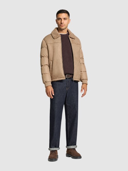 Casaco Antony Morato Homem Coat Regular Fit Knit Faux Fur Sued Aspect With Sleeves In Techno Fabric Casaco Antony Morato Homem Coat Regular Fit Knit Faux Fur Sued Aspect With Sleeves In Techno Fabric