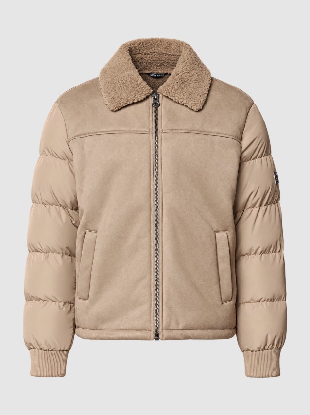 Casaco Antony Morato Homem Coat Regular Fit Knit Faux Fur Sued Aspect With Sleeves In Techno Fabric 