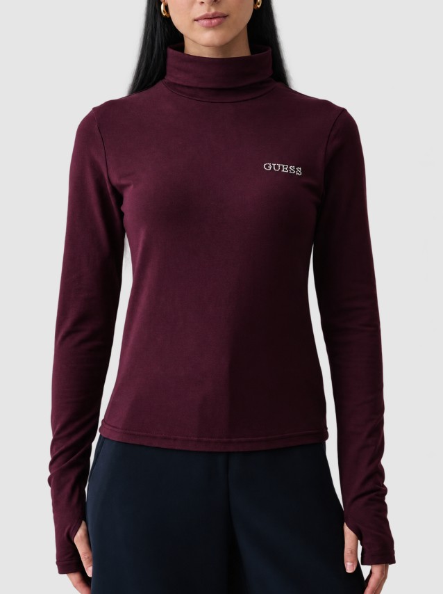 Camisola Guess Mulher Greta High Neck Ls Knit Top