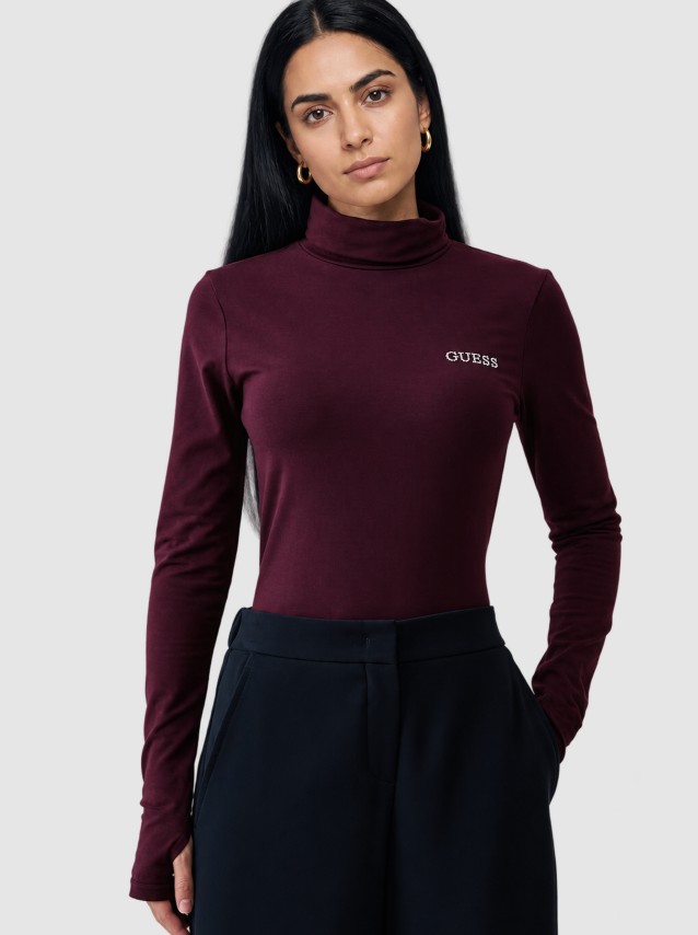 Camisola Guess Mulher Greta High Neck Ls Knit Top