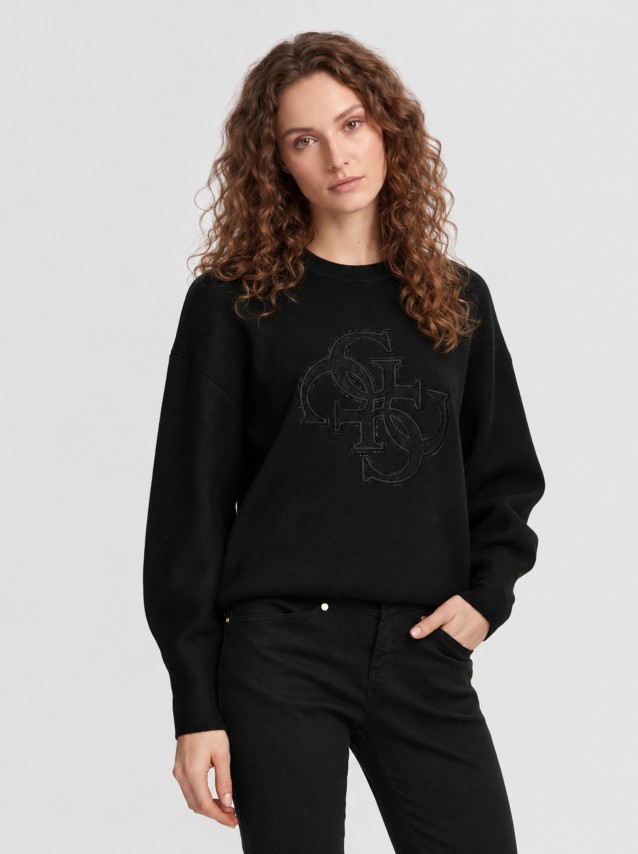 Camisola Guess Mulher Ls Cn Evelyn Triangle Logo Swt