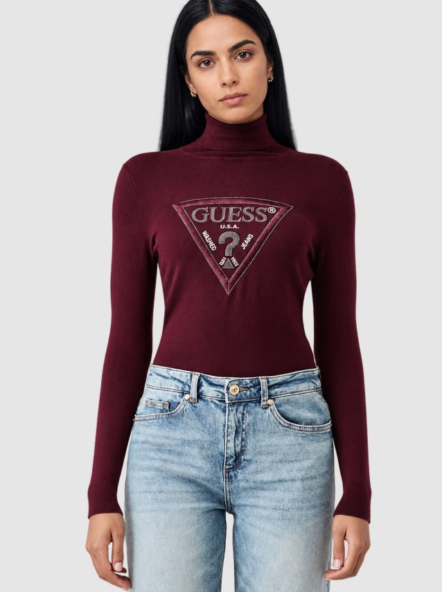 Camisola Guess Mulher Ls Tn Hallie Triangle Logo Swt