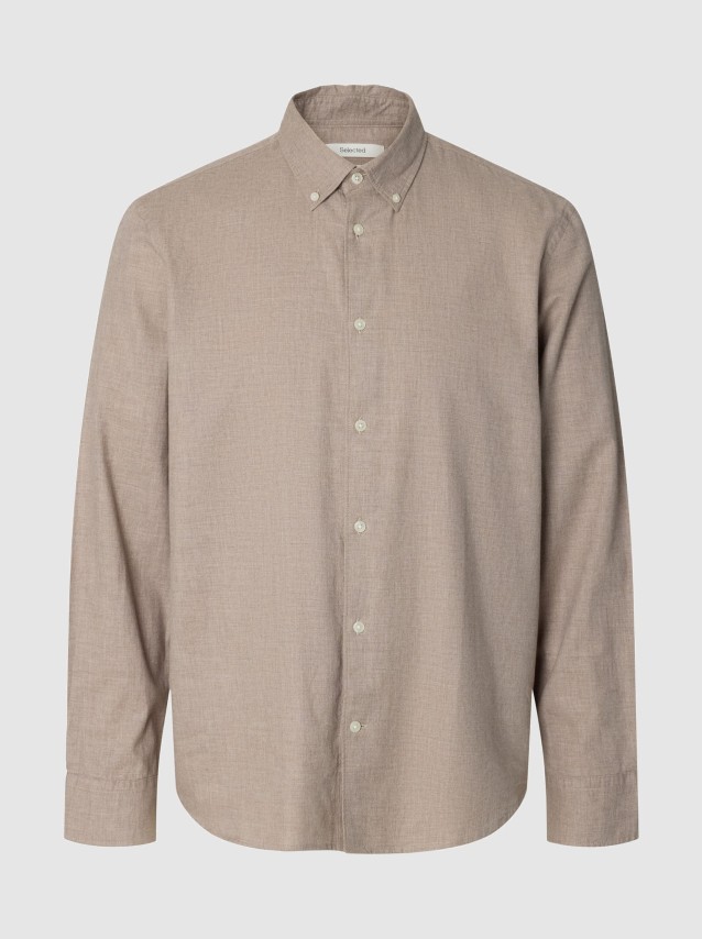 Camisa Selected Homem Slmregcole Jay Melange Ls Shirt Noos